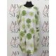Törtfehér alapon, zöld árnyalatú virágmintás ruha