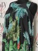 Muszlin, fekete alapon színes pálmaleveles, dzsungel maxi ruha