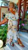 Pálmafa mintás, kreppelt finom-puha anyagú,  mellnél és szoknya részén átlapolt, fodorral készült ruha