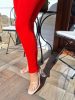 Piros egyszínú, hosszú szárú leggings nadrág 