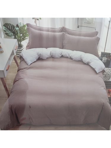 Pamut ágynemű 6 részes barna, belső oldalán fehér
