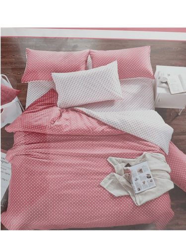 Pamut ágynemű 7 részes rózsaszín pöttyös